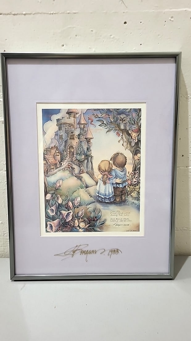 Lot Of 4 Jody Bergsma Framed Prints Wizard Castle Children Cats Frogs - 7