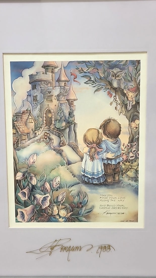 Lot Of 4 Jody Bergsma Framed Prints Wizard Castle Children Cats Frogs - 8