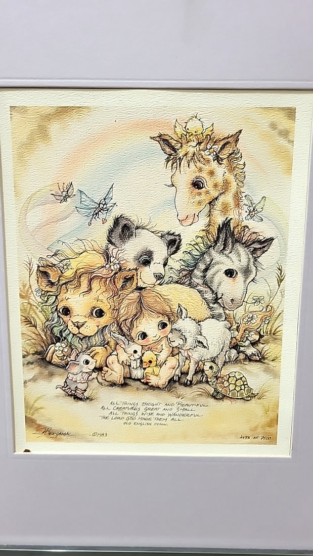 Lot Of 4 Jody Bergsma Framed Prints 1 Frame Missing Glass Child In Snow Swans Animals Praying Bed - 18