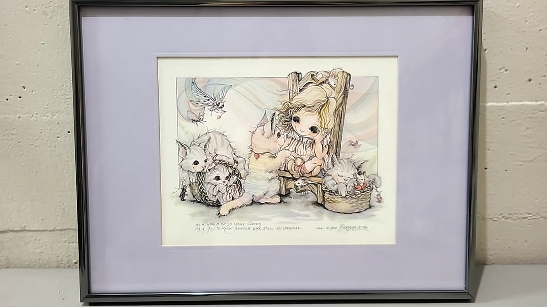 Lot Of 4 Jody Bergsma Framed Limited Edition Prints Horse Children Fox Lake Bunny Cats - 14