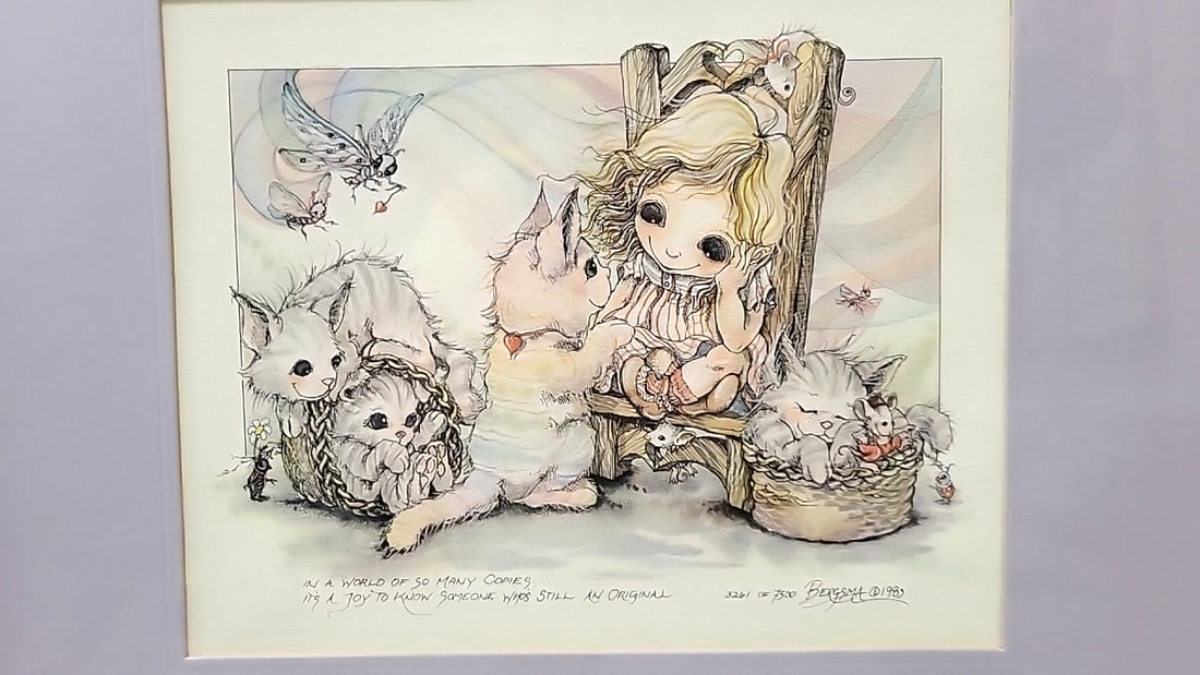 Lot Of 4 Jody Bergsma Framed Limited Edition Prints Horse Children Fox Lake Bunny Cats - 15