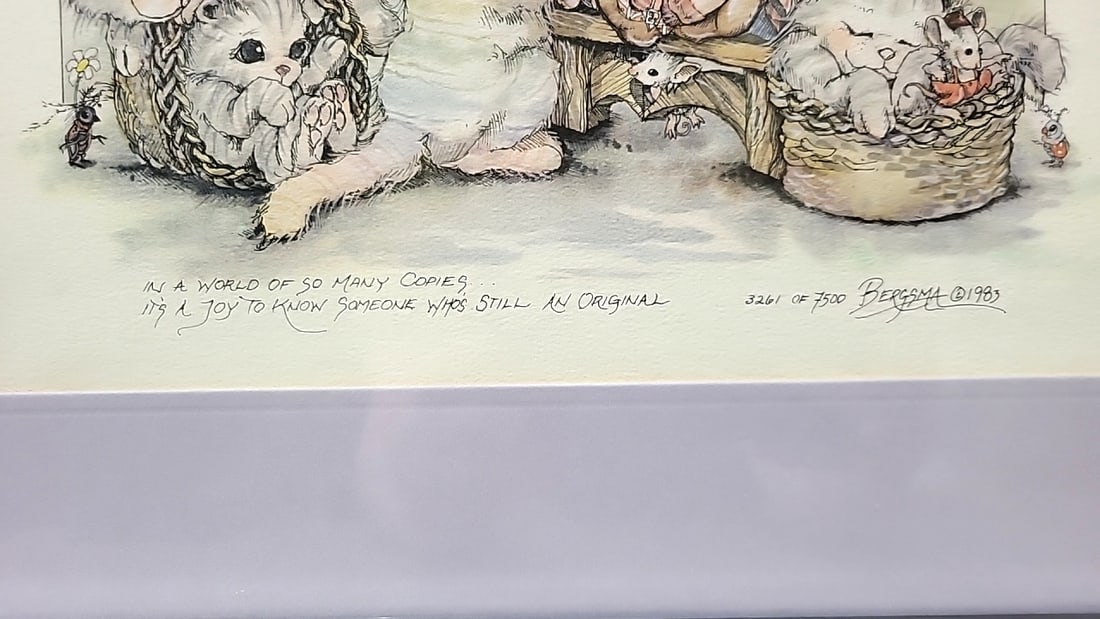 Lot Of 4 Jody Bergsma Framed Limited Edition Prints Horse Children Fox Lake Bunny Cats - 16