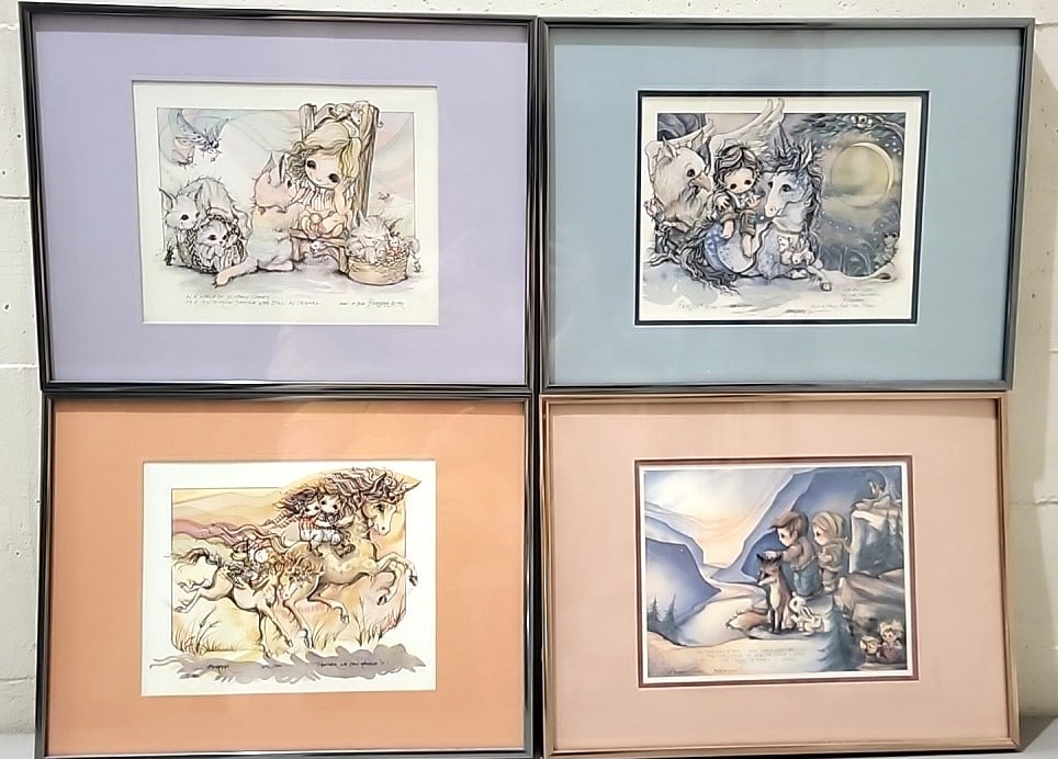 Lot Of 4 Jody Bergsma Framed Limited Edition Prints Horse Children Fox Lake Bunny Cats: 12. 5x16. 5x4 5lb attention – shipping artwork is very expensive. The shipping price shown in the listing is the liveshipping service by liveauctioneers. We offer our own in-house shipping as