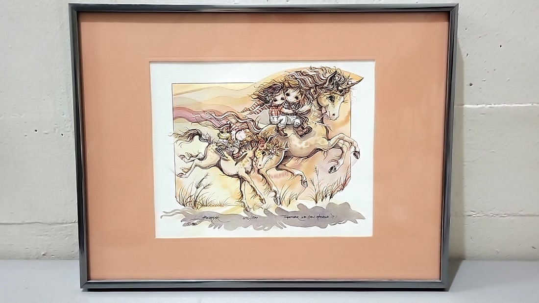 Lot Of 4 Jody Bergsma Framed Limited Edition Prints Horse Children Fox Lake Bunny Cats - 2