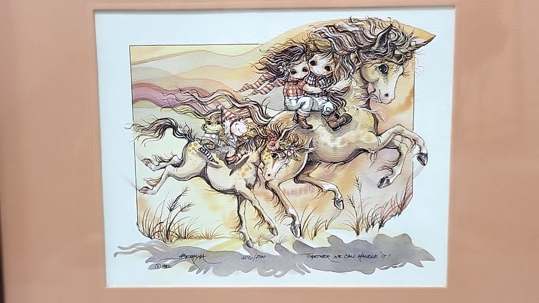 Lot Of 4 Jody Bergsma Framed Limited Edition Prints Horse Children Fox Lake Bunny Cats - 3