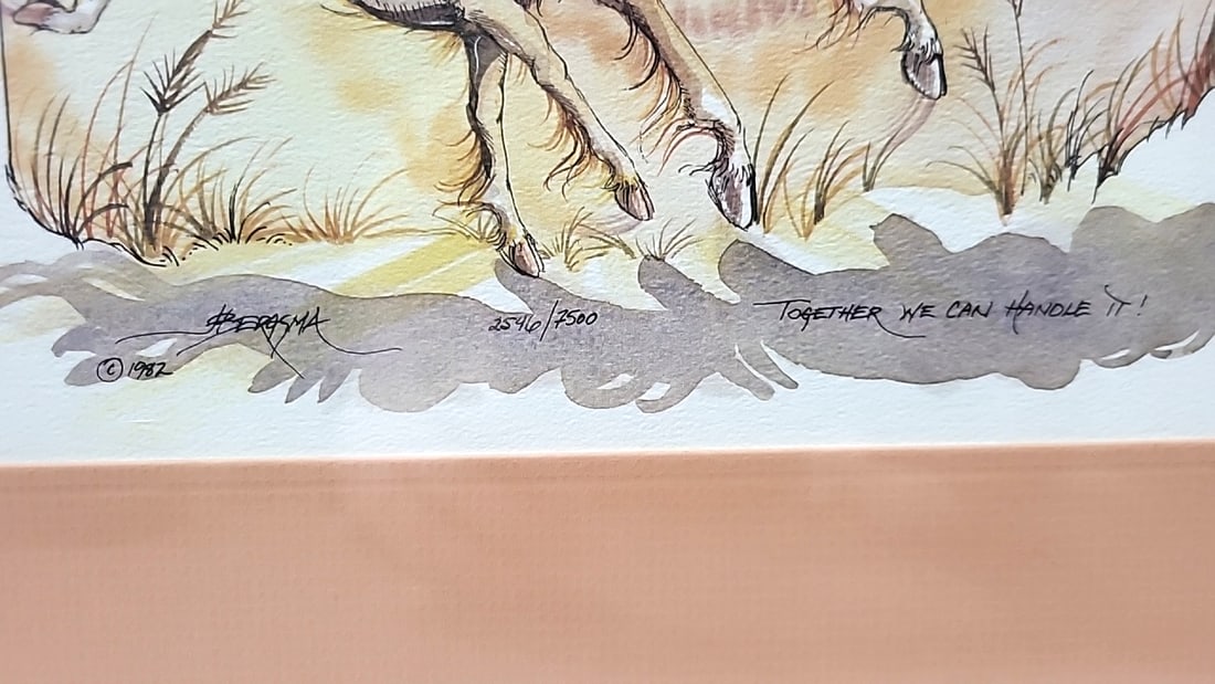 Lot Of 4 Jody Bergsma Framed Limited Edition Prints Horse Children Fox Lake Bunny Cats - 4