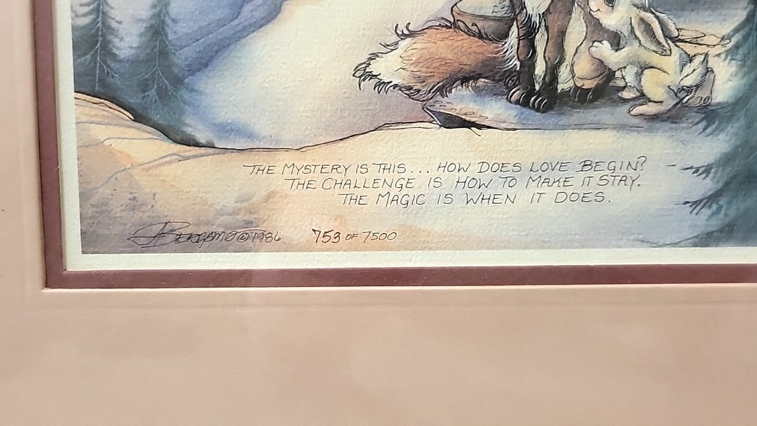 Lot Of 4 Jody Bergsma Framed Limited Edition Prints Horse Children Fox Lake Bunny Cats - 8