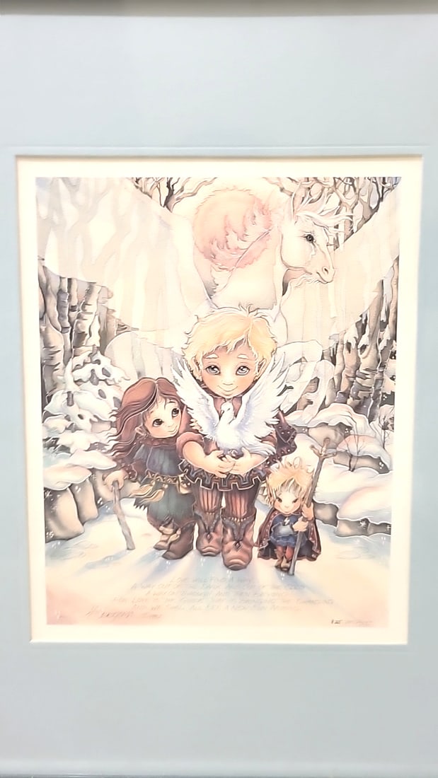 Lot Of 4 Jody Bergsma Signed Numbered Framed Prints Unicorn Children Wizard Animals Pegasus Dove - 10