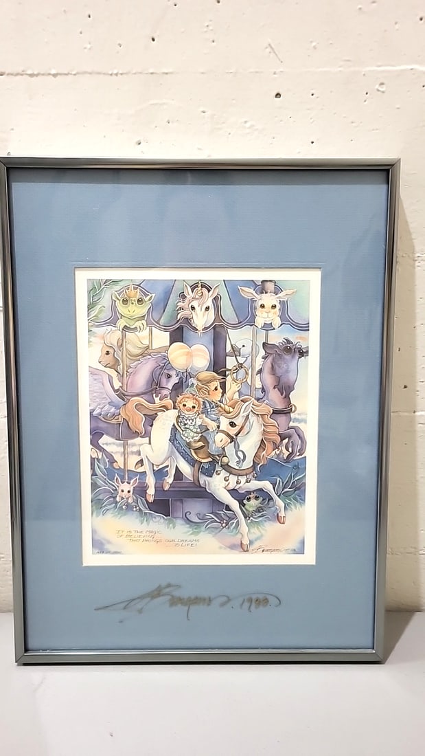Lot Of 4 Jody Bergsma Signed Numbered Framed Prints Unicorn Children Wizard Animals Pegasus Dove - 13