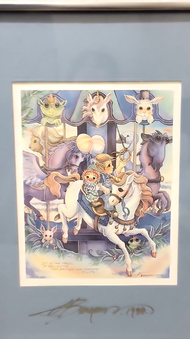 Lot Of 4 Jody Bergsma Signed Numbered Framed Prints Unicorn Children Wizard Animals Pegasus Dove - 14