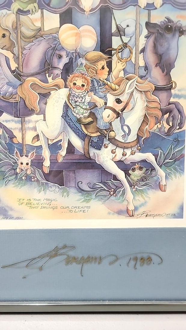 Lot Of 4 Jody Bergsma Signed Numbered Framed Prints Unicorn Children Wizard Animals Pegasus Dove - 15