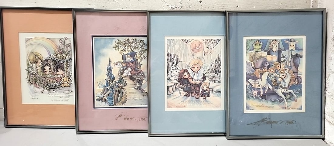 Lot Of 4 Jody Bergsma Signed Numbered Framed Prints Unicorn Children Wizard Animals Pegasus Dove: 12. 5x16. 5x4 5lb attention – shipping artwork is very expensive. The shipping price shown in the listing is the liveshipping service by liveauctioneers. We offer our own in-house shipping as we