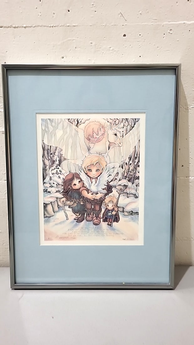 Lot Of 4 Jody Bergsma Signed Numbered Framed Prints Unicorn Children Wizard Animals Pegasus Dove - 9