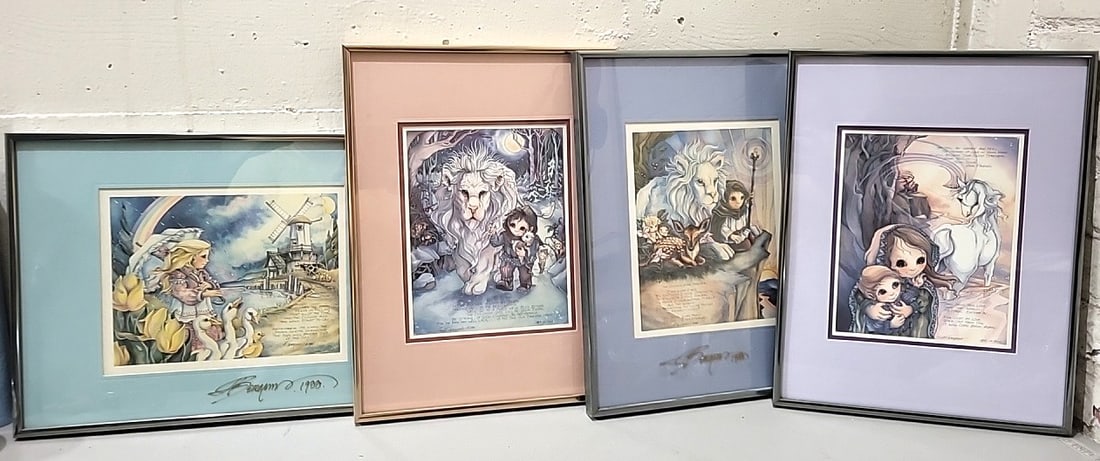Lot Of 4 Jody Bergsma Signed Numbered Framed Fantasy Art Prints Children Lion Pegasus Unicorn Geese: 12. 5x16. 5x4 5lb attention – shipping artwork is very expensive. The shipping price shown in the listing is the liveshipping service by liveauctioneers. We offer our own in-house shipping as