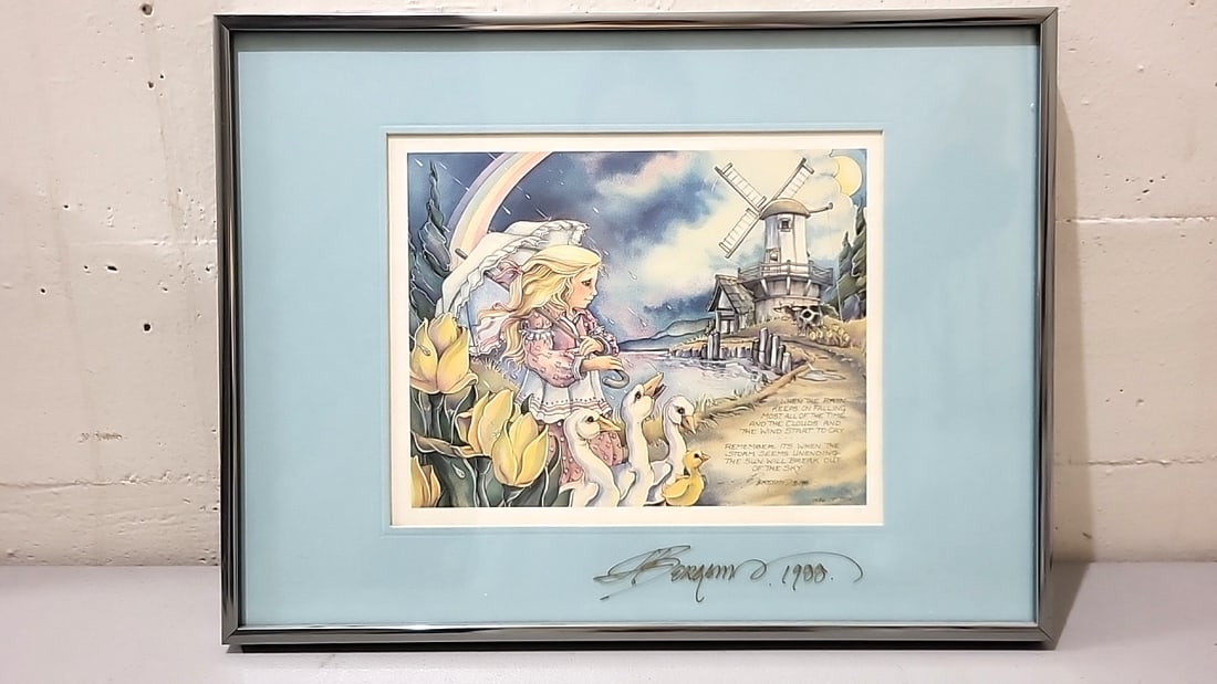 Lot Of 4 Jody Bergsma Signed Numbered Framed Fantasy Art Prints Children Lion Pegasus Unicorn Geese - 2
