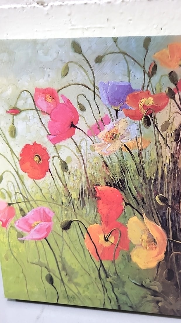 Lot Of 2 Novak Signed Floral Poppy Canvas Wall Art Paintings - 3