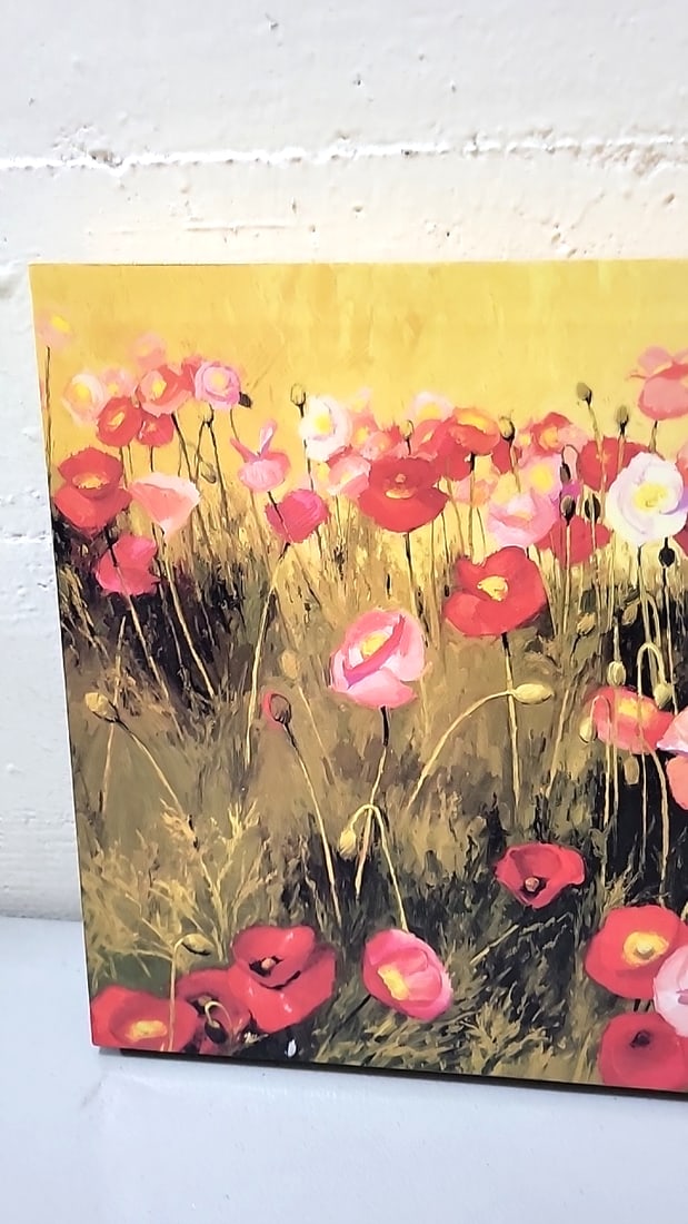 Lot Of 2 Novak Signed Floral Poppy Canvas Wall Art Paintings - 8
