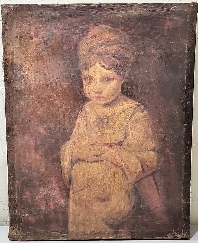 Child Portrait Oil Painting On Canvas, Girl With Bonnet: 16x20. 5x1 5lb attention – shipping artwork is very expensive. The shipping price shown in the listing is the liveshipping service by liveauctioneers. We offer our own in-house shipping as well