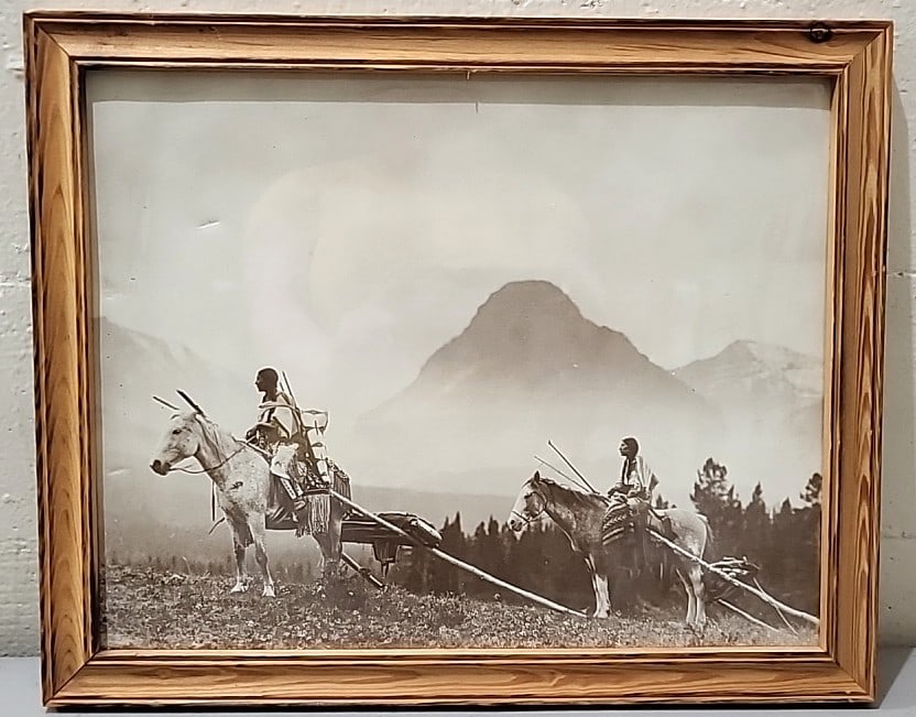 Framed Sepia Print "the Blackfoot Indians" Native American Horseback Travois Scene: 13x15x1 1lb attention – shipping artwork is very expensive. The shipping price shown in the listing is the liveshipping service by liveauctioneers. We offer our own in-house shipping as well whi