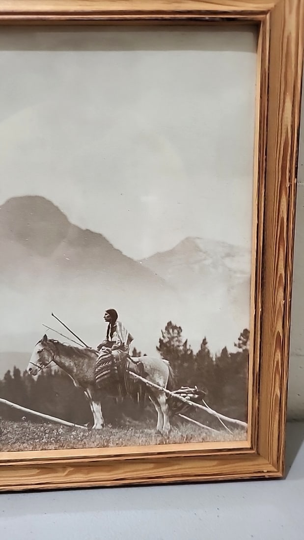 Framed Sepia Print "the Blackfoot Indians" Native American Horseback Travois Scene - 4