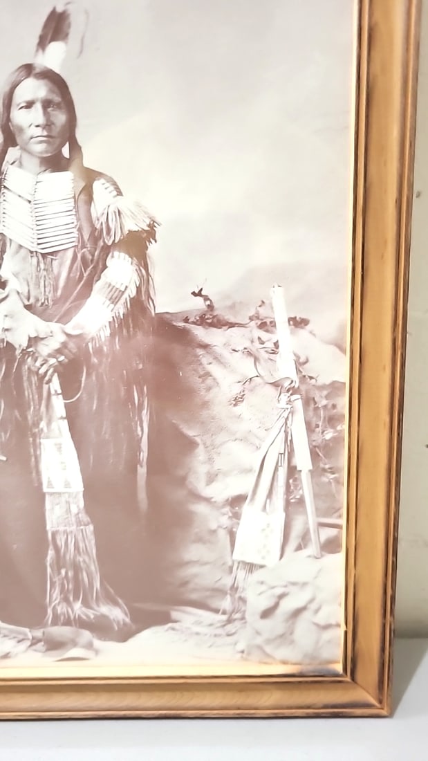 Little Big Man Ogalalla Dakota Sioux Framed Sepia Photograph Of Native American Man In Traditiona... - 5
