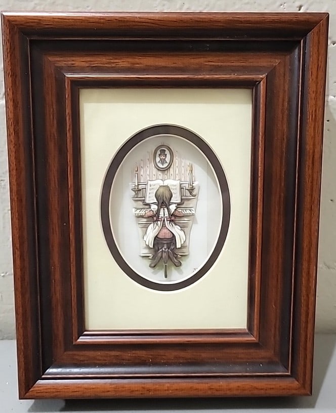 Anton Pieck 3d Decoupage Framed Picture Girl Playing Piano: 8. 5x10. 5x2 2lb attention – shipping artwork is very expensive. The shipping price shown in the listing is the liveshipping service by liveauctioneers. We offer our own in-house shipping as wel