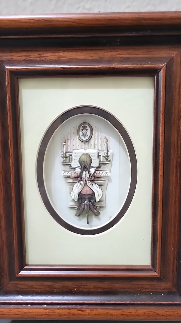 Anton Pieck 3d Decoupage Framed Picture Girl Playing Piano - 2
