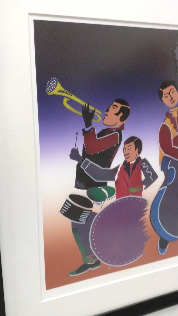 Framed Signed Arturo Mtz. Native American Band Art Print - 3