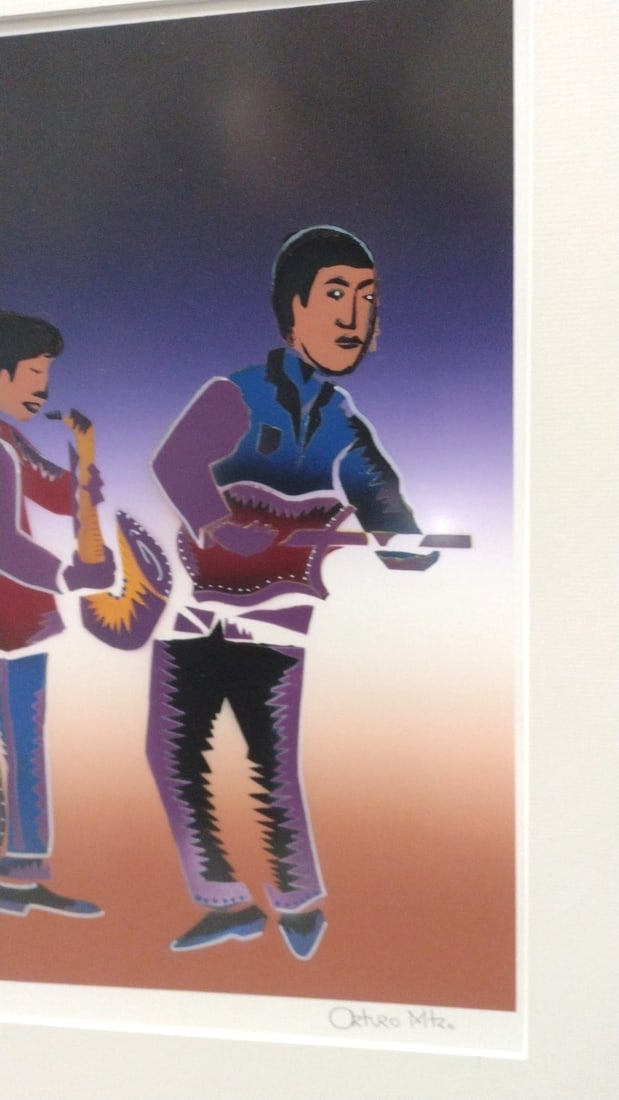 Framed Signed Arturo Mtz. Native American Band Art Print - 5