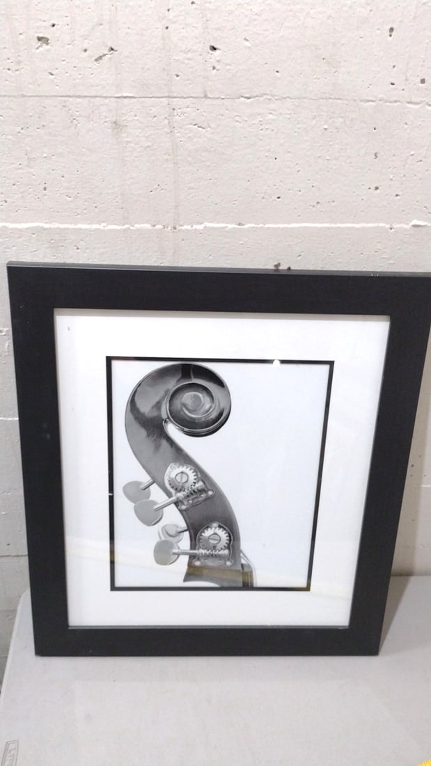 Framed Black & White Double Bass Scroll Print, Black Frame, 18 X 24 In: Good glass metal frame24x20x1 6 lbs attention – shipping artwork is very expensive. The shipping price shown in the listing is the liveshipping service by liveauctioneers. We offer our own in-ho