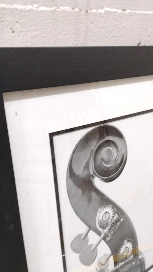 Framed Black & White Double Bass Scroll Print, Black Frame, 18 X 24 In - 3