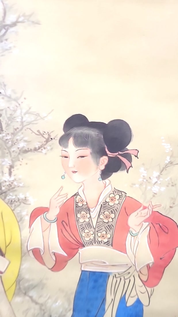 Framed Chinese Court Ladies Artwork, Signed With Red Seal - 4