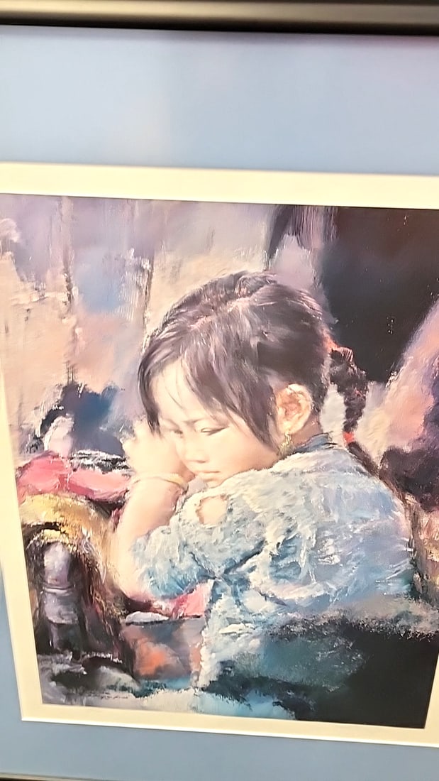 Framed Signed 1995 Portrait Art Print Of Innuit Girl Signed Kwok Numbered - 2