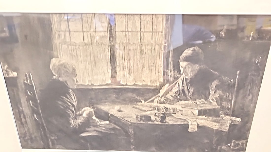 Joseph Israels Framed Black-and-white Print Of Two Figures At Table, Approx. 32 In Wide - 2