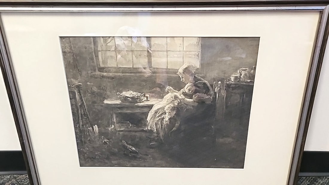 Joseph Israele Framed Monochrome Print Of Woman Sewing By Window Interior Scene: 31x23x2 5 attention – shipping artwork is very expensive. The shipping price shown in the listing is the liveshipping service by liveauctioneers. We offer our own in-house shipping as well which
