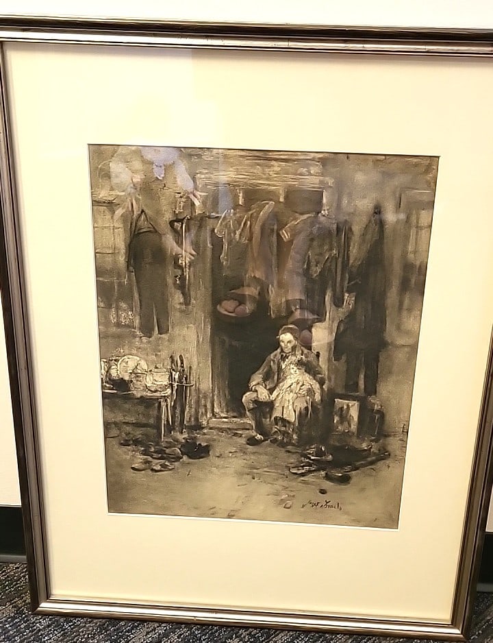 Jospeh Israels Framed Jozef Israels Sepia Art Print, Cobbler Workshop Scene: 23x31x3 5 attention – shipping artwork is very expensive. The shipping price shown in the listing is the liveshipping service by liveauctioneers. We offer our own in-house shipping as well