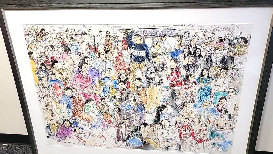 Catherine Mayer Framed Signed Watercolor And Ink Microsoft Event Scene Illustration: 62x46x3 10 attention – shipping artwork is very expensive. The shipping price shown in the listing is the liveshipping service by liveauctioneers. We offer our own in-house shipping as well