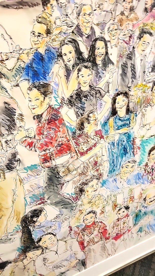Catherine Mayer Framed Signed Watercolor And Ink Microsoft Event Scene Illustration - 5