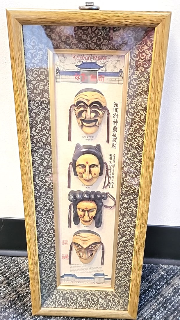 Framed Korean Traditional Masks Wall Art Shadow Box Yangban Bune Kaksi Seonbi Made In Korea: 19x7x3 3 attention – shipping artwork is very expensive. The shipping price shown in the listing is the liveshipping service by liveauctioneers. We offer our own in-house shipping as well which