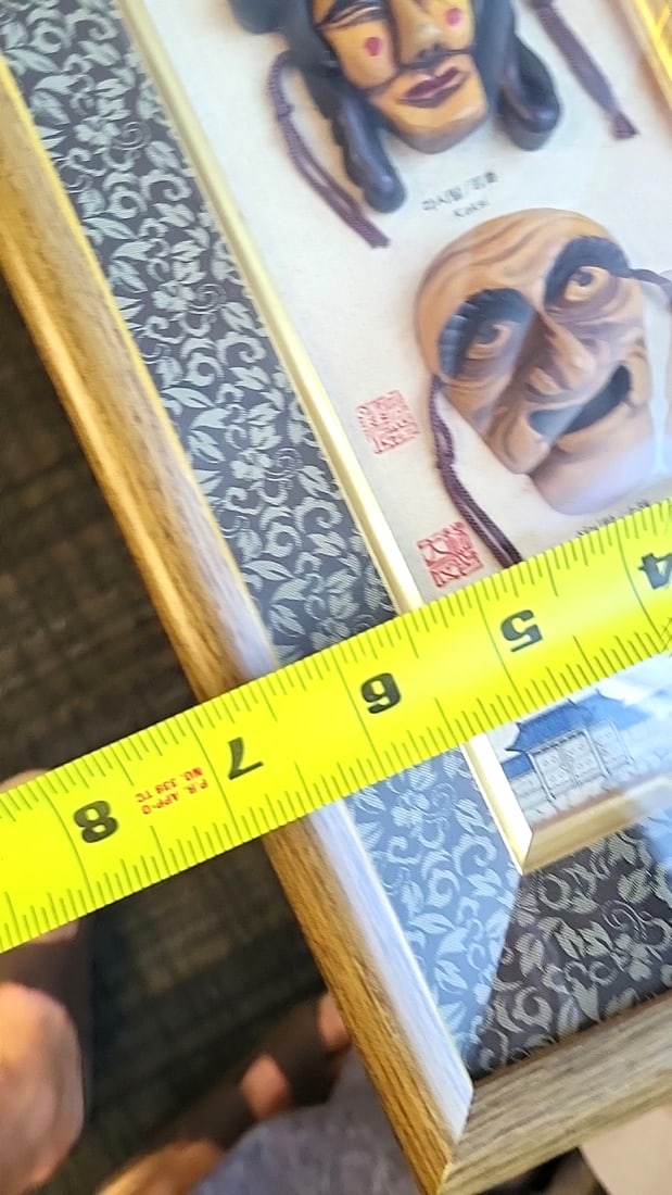 Framed Korean Traditional Masks Wall Art Shadow Box Yangban Bune Kaksi Seonbi Made In Korea - 8