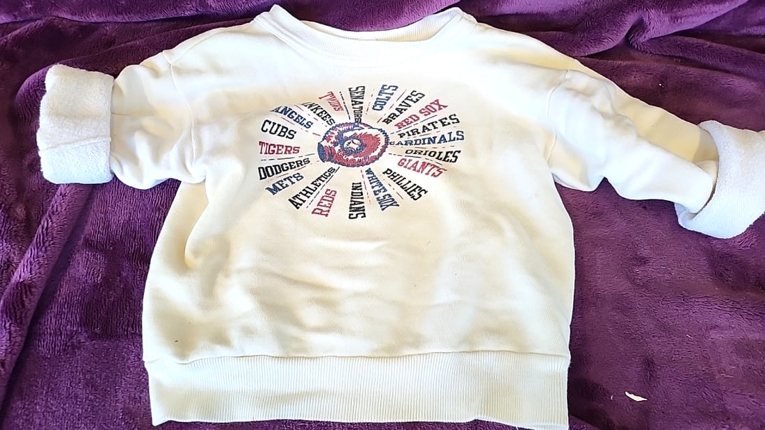 Toddler 3T White MLB Baseball Teams Graphic Crewneck Sweatshirt Made in USA: Vintage 6x6x6 1 Low Estimate: 6.00 High Estimate: 30.00