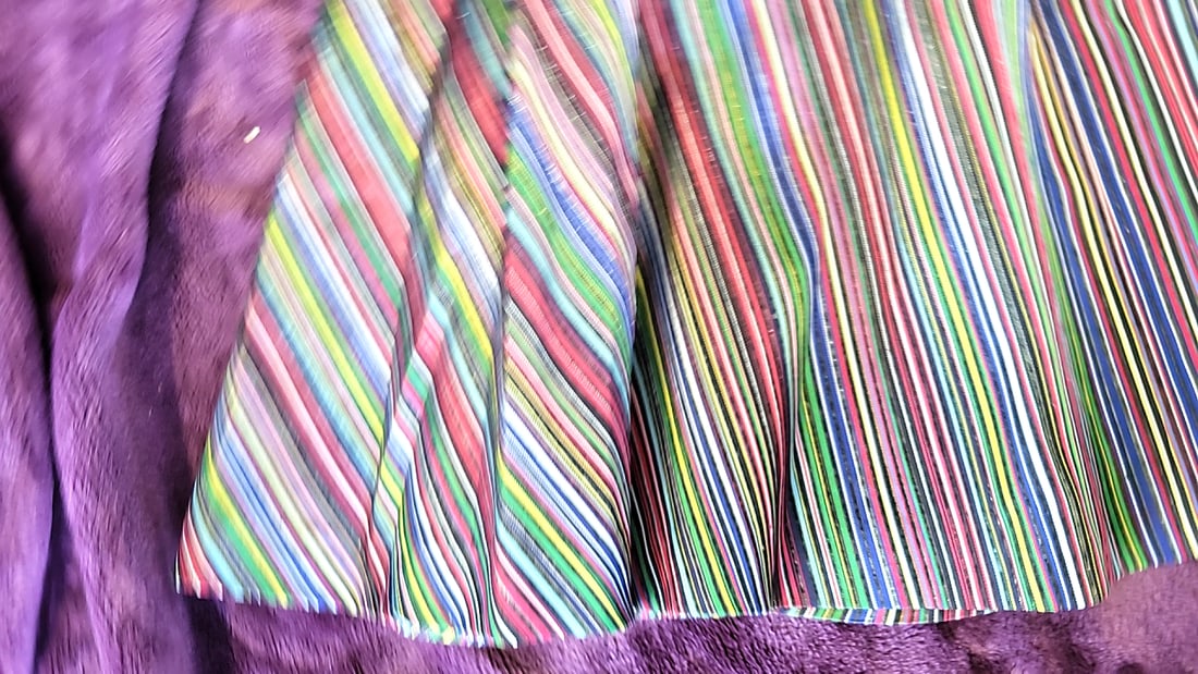 1950s Multicolor Vertical Stripe Full Circle Skirt Black Elastic Waistband - 3