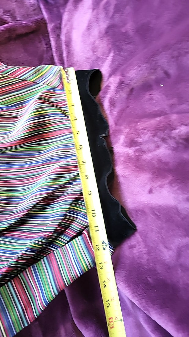 1950s Multicolor Vertical Stripe Full Circle Skirt Black Elastic Waistband - 5