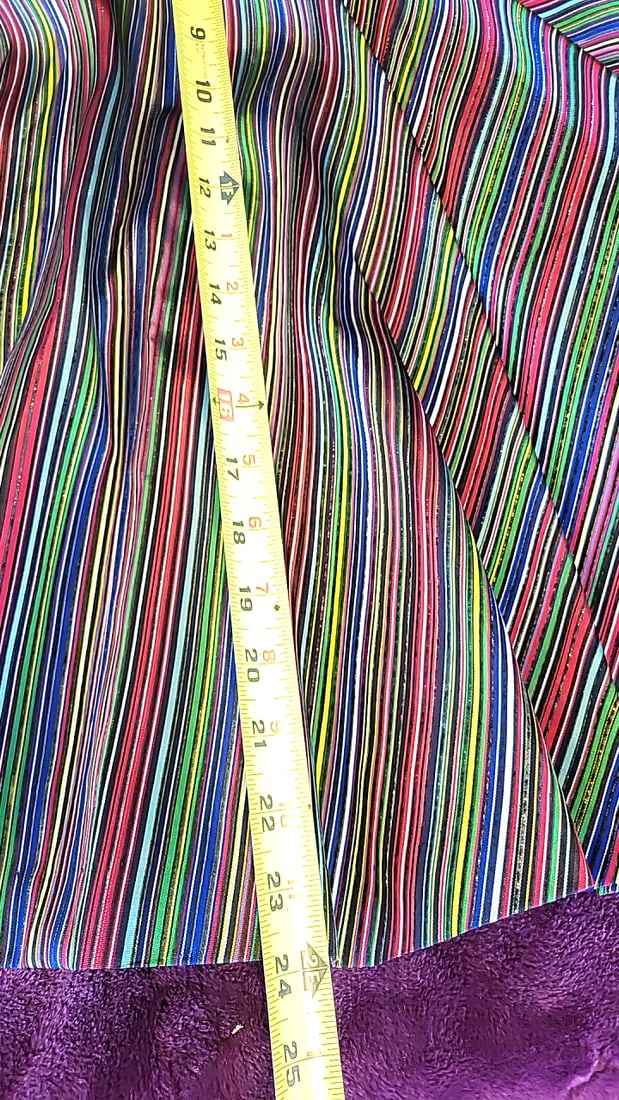 1950s Multicolor Vertical Stripe Full Circle Skirt Black Elastic Waistband - 6