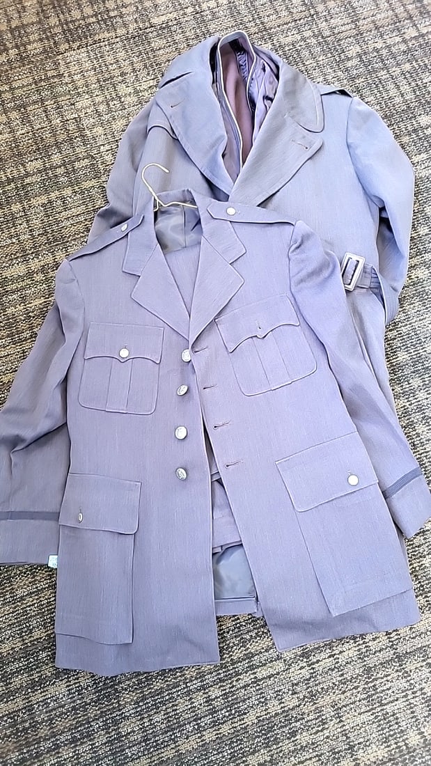 Vintage dress blue uniform and coat Weintraub Brothers: 20x20x10 5 Low Estimate: 35.00 High Estimate: 175.00