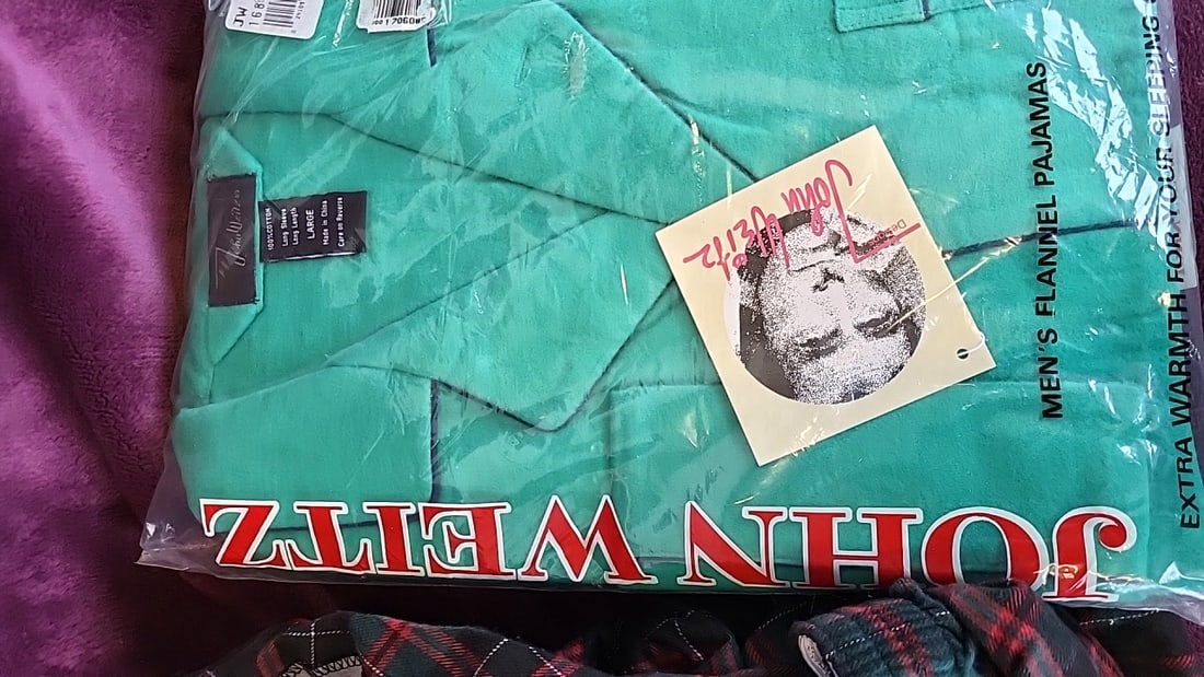 Men's Flannel Pajamas Lot John Weitz Teal & Colours Alexander Julian Plaid Large - 2