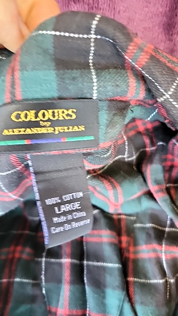 Men's Flannel Pajamas Lot John Weitz Teal & Colours Alexander Julian Plaid Large - 3
