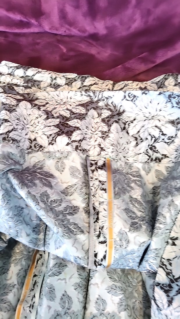 1950s Floral Jacquard A-Line Skirt Blue White Black Kanebo fabric - 7