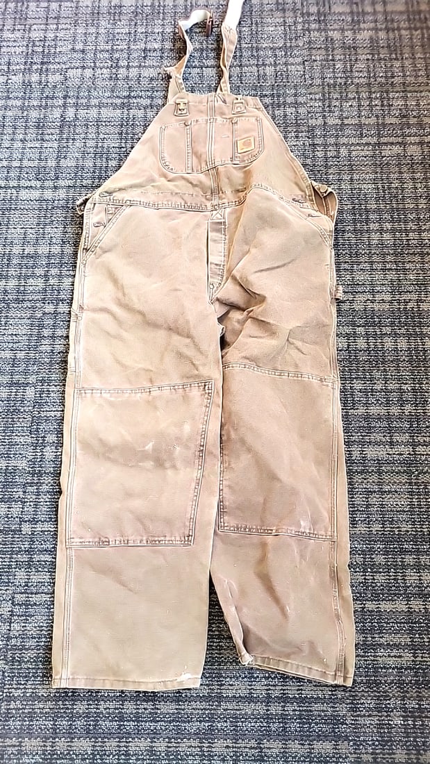 Vintage Carhartt Brown Duck Canvas Double-Front Bib Overalls: 12x12x10 3 Low Estimate: 40.00 High Estimate: 150.00