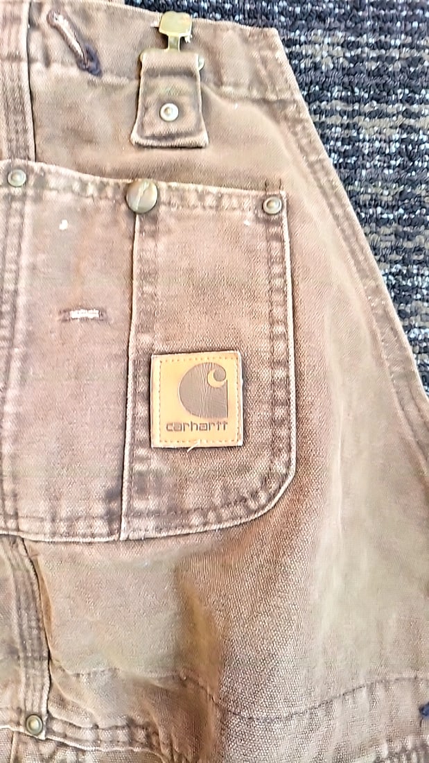 Vintage Carhartt Brown Duck Canvas Double-Front Bib Overalls - 2